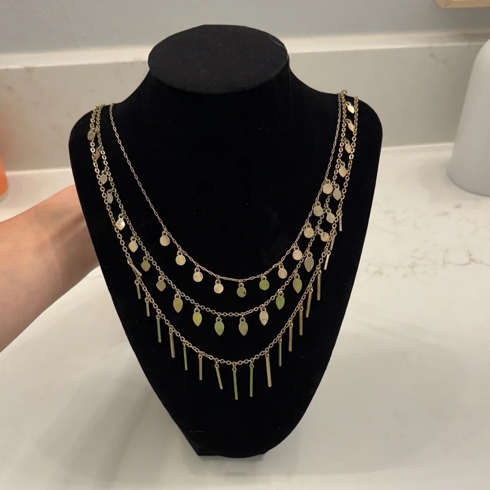LOFT gold multi-strand long necklace